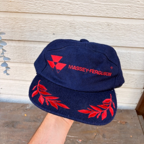 vintage MASSEY FERGUSON tractors farming wool strapback hat leafs - Picture 2 of 7